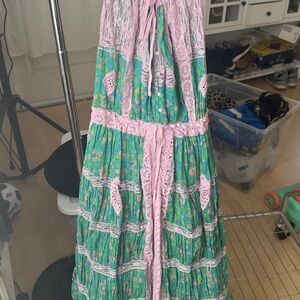 Floral Green and Pink Lace Dress